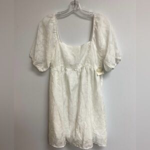 NWOT Altar’d State White Puff Sleeve Mini Dress Medium